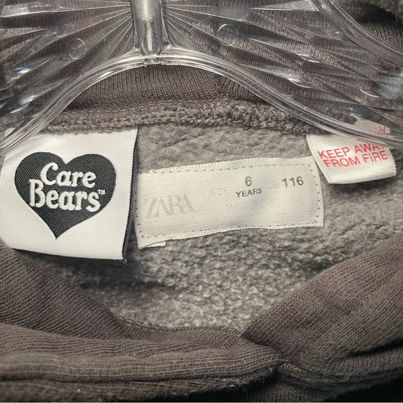 ZARA Care Bears Hoodie Toddler 6Y Black Graphic Pullover “Bear Days” Sweatshirt - Picture 4 of 4